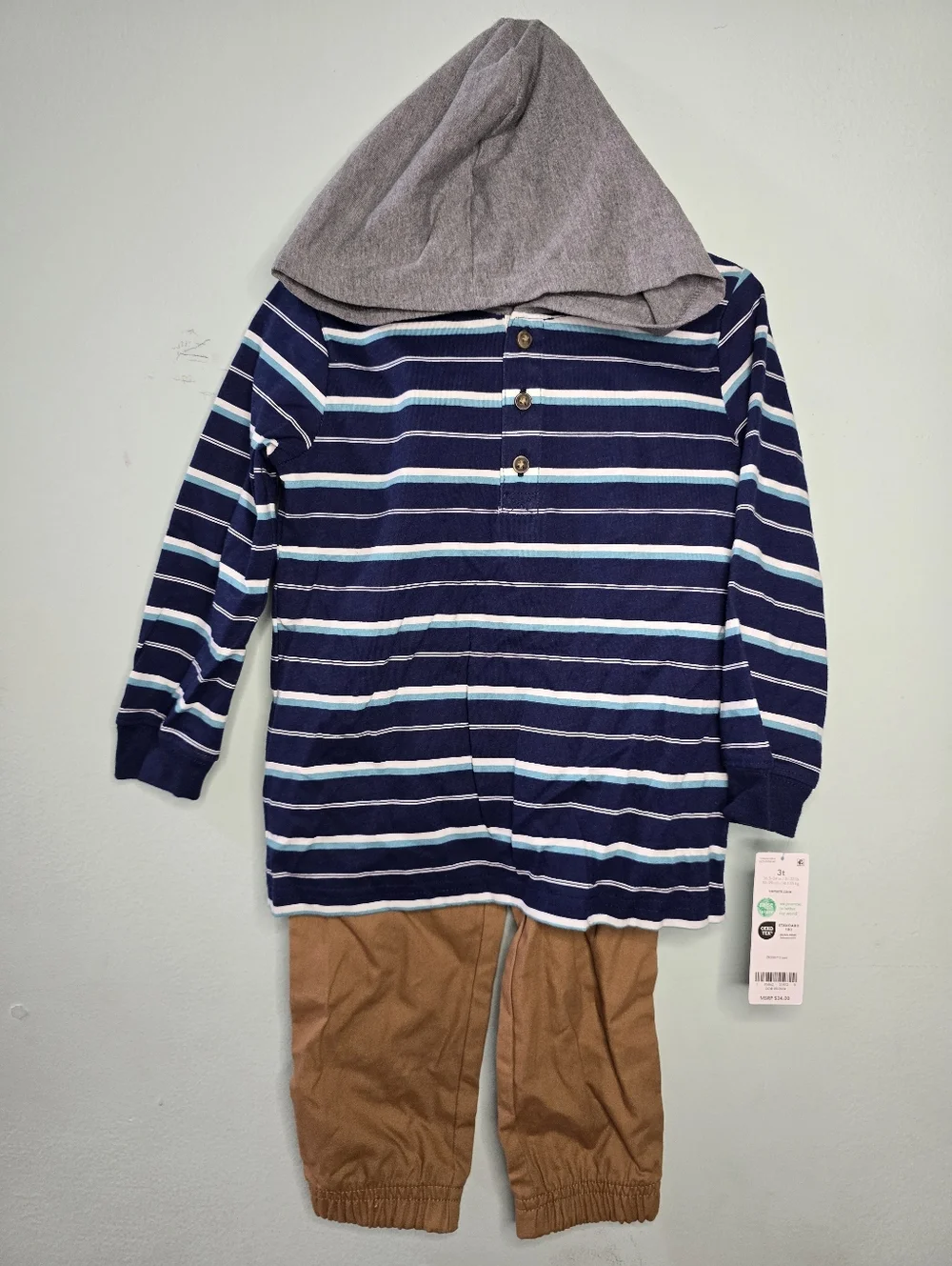 Carter's Navy‎ Striped Hoodie and Brown Pants Set